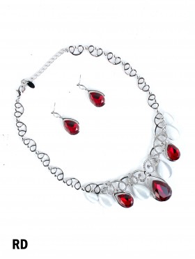 Rhinestone & Charms Infinity Necklace with Earring Set